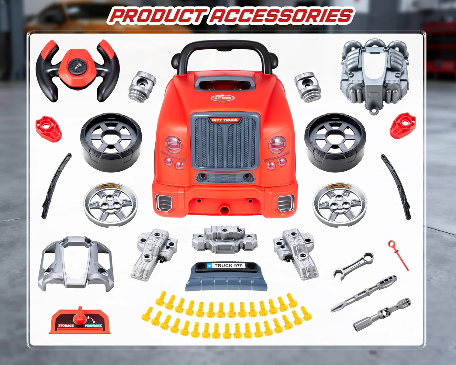 Interactive Truck Engine Toy with Removable Parts - Lights, Sounds, and Fun for Young Mechanics -Unleash their Creativity and Motor Skills with this Truck Engine Toy- Ideal Gift for 3-5-Year-Old Boys