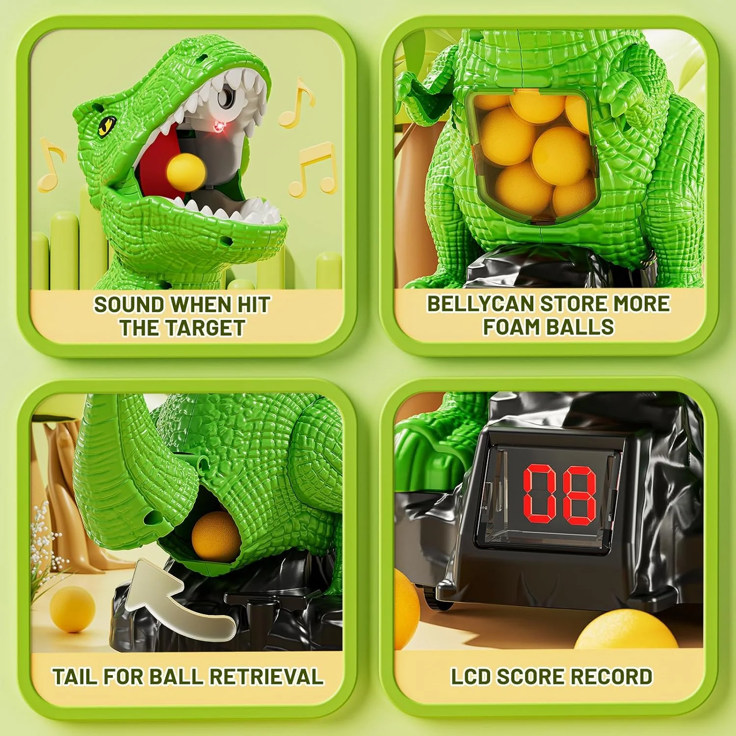 Dinosaur Shooting Toys for Kids 3-5 Years, Movable Target Shooting Games with 2 Air Pump Launcher, Interactive Competition Game Gift for Boys and Girls Ages 3 4 5 6 7 8 Years Old